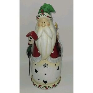 Vintage Metal Santa Candle Holder Lantern – 10" Tall, Hand Painted Christmas...